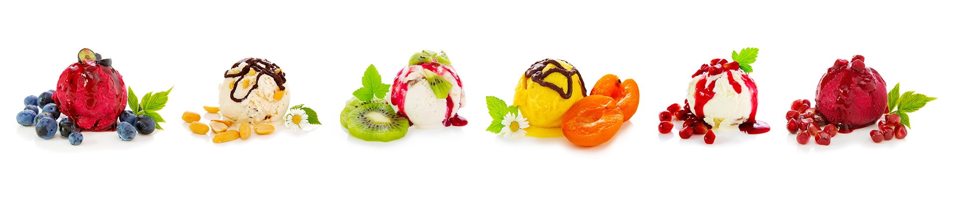 banner laboratorio dolcelinea per corsi gratuiti con immagine di palline di gelato e frutta abbinata
